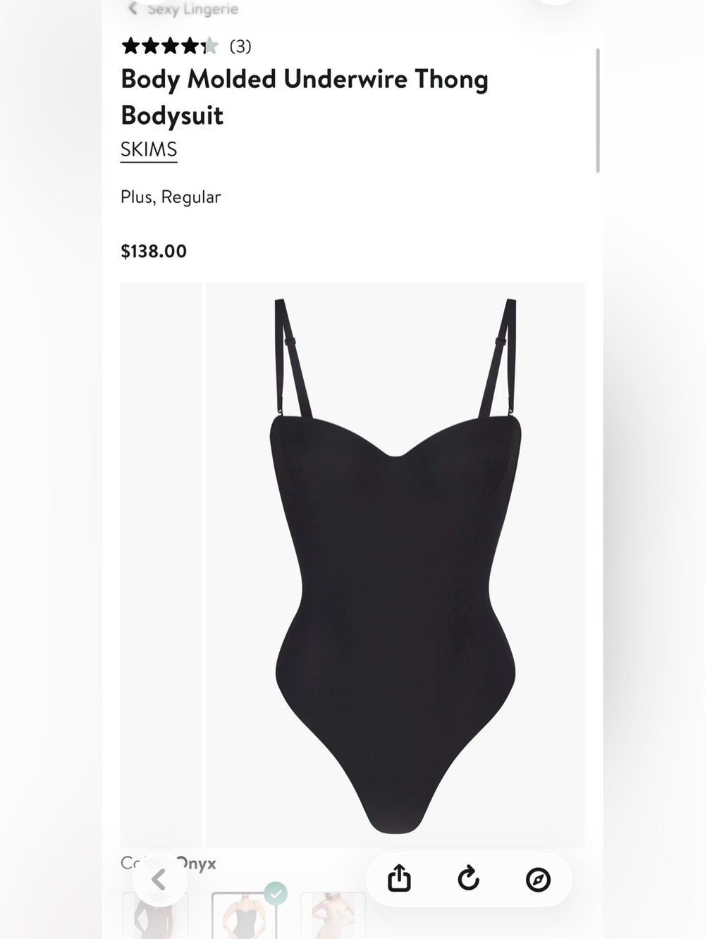 SKIMS Moulded Underwire Bodysuit – Onyx Black | 2X | NWT